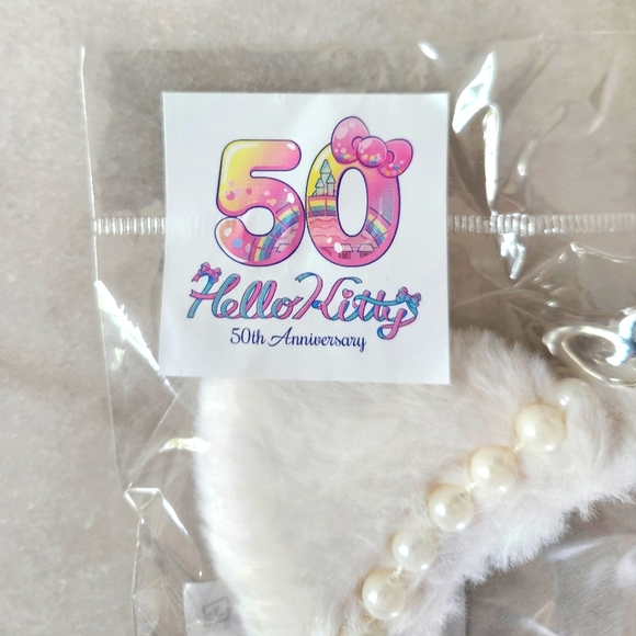 Hello Kitty Ears Headband 50th Anniversary Pink Plush Sanrio Puroland NWT main image 2